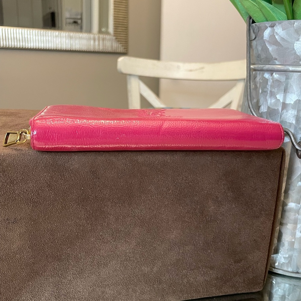 Euc!! Ysl Zip Around Wallet In Raspberry Patent L… - image 7